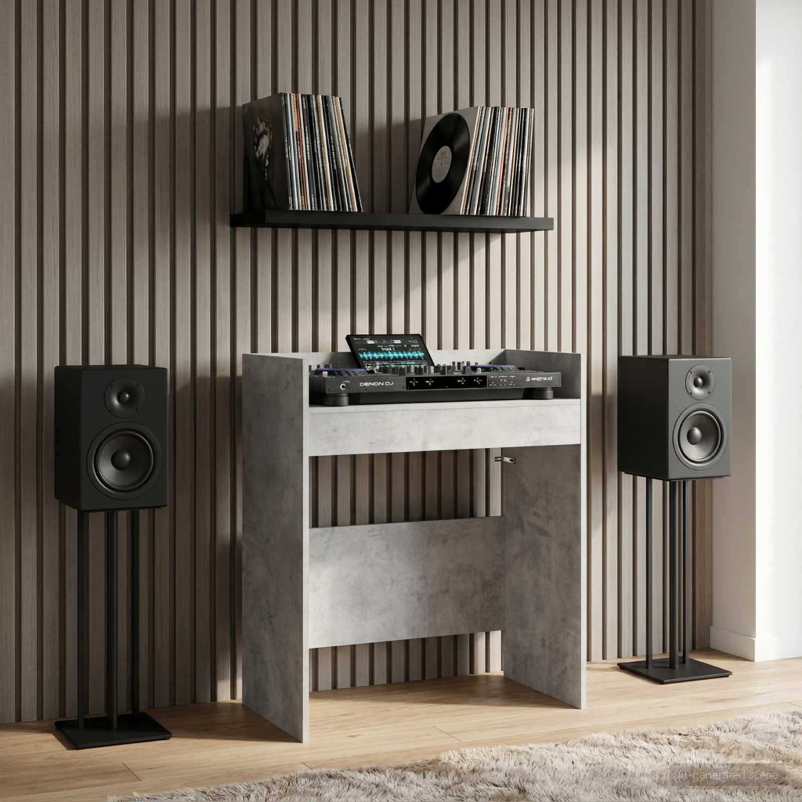 DJ-bord Betonggrå 102 x 45 x 102 cm Konstruerat trä