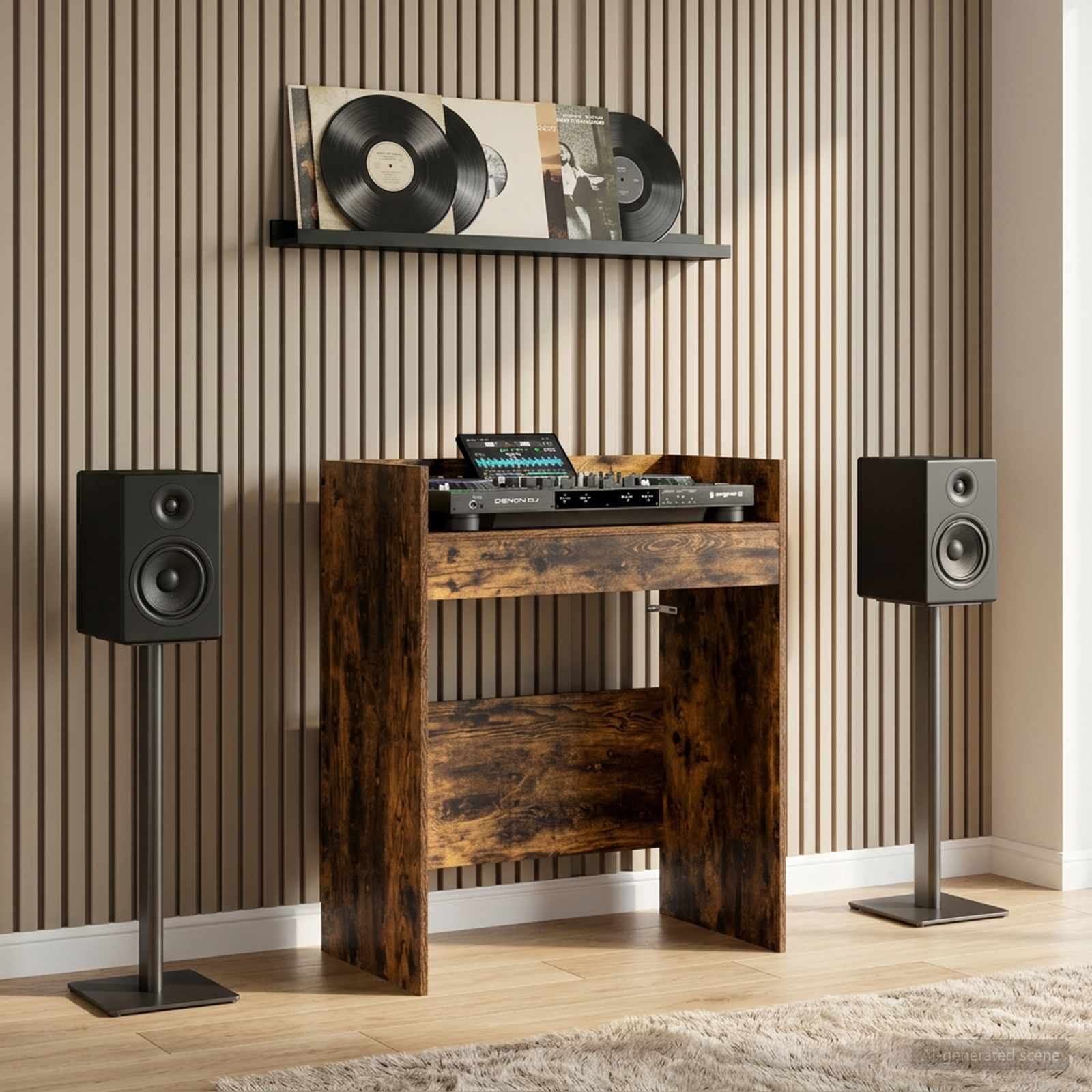 DJ-bord Rökt ek 102 x 45 x 102 cm Konstruerat trä