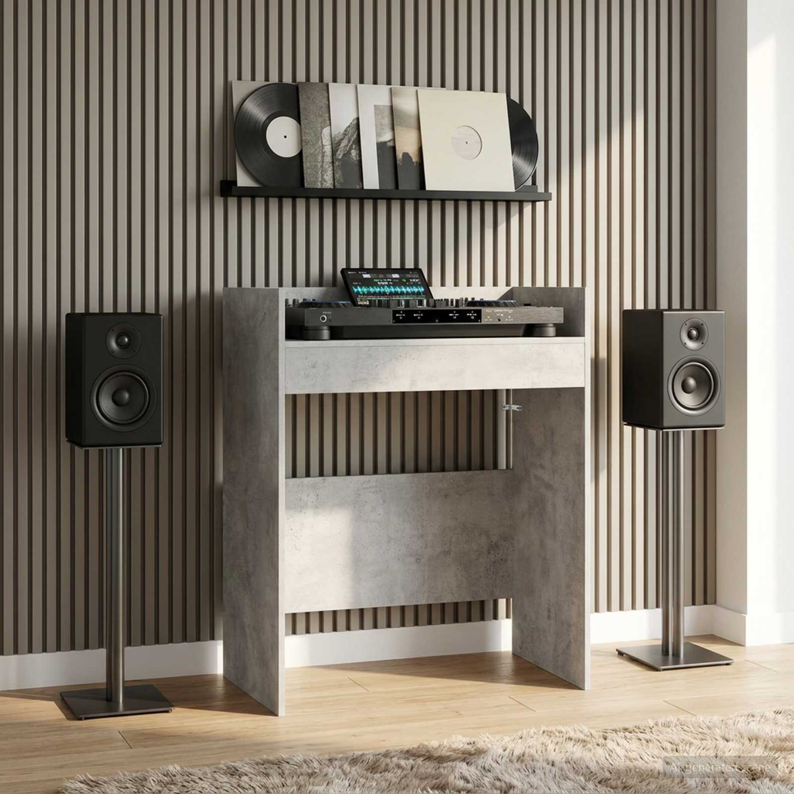 DJ-bord Betonggrå 82 x 45 x 102 cm Konstruerat trä