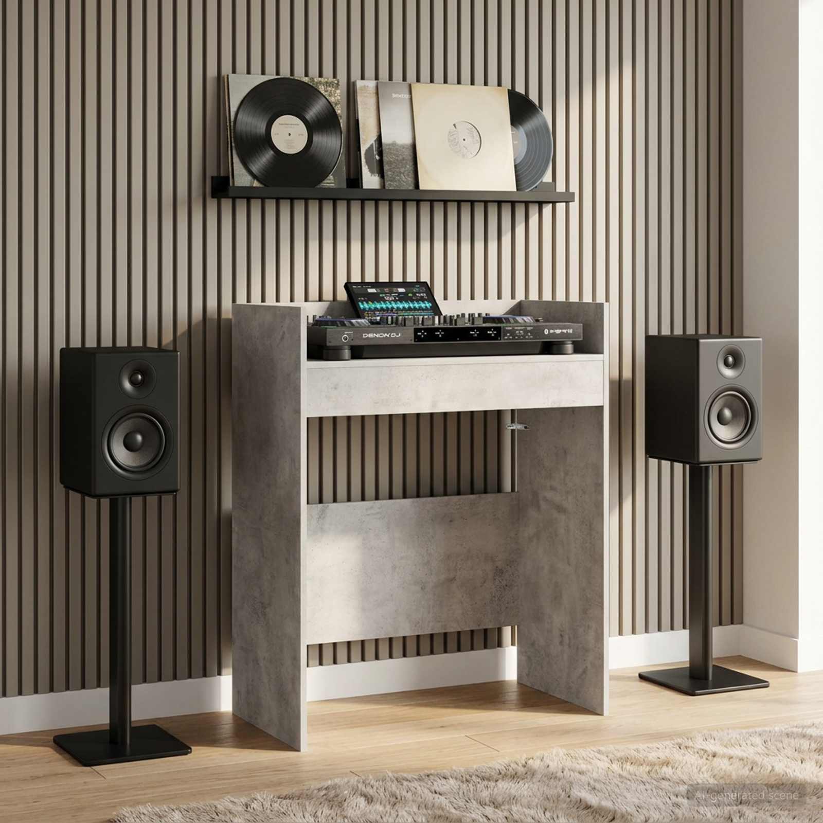 DJ-bord Betonggrå 62 x 45 x 102 cm Konstruerat trä