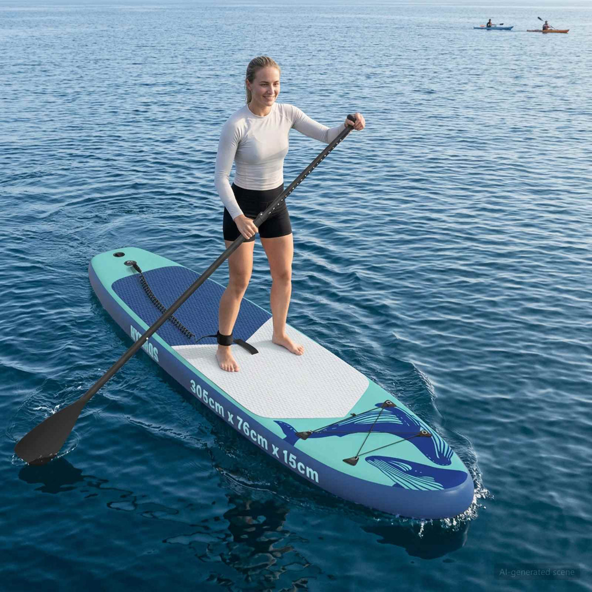 Uppblåsbar Stand Up Paddle Board HYDROS 305 x 76 x 15 cm Turkos