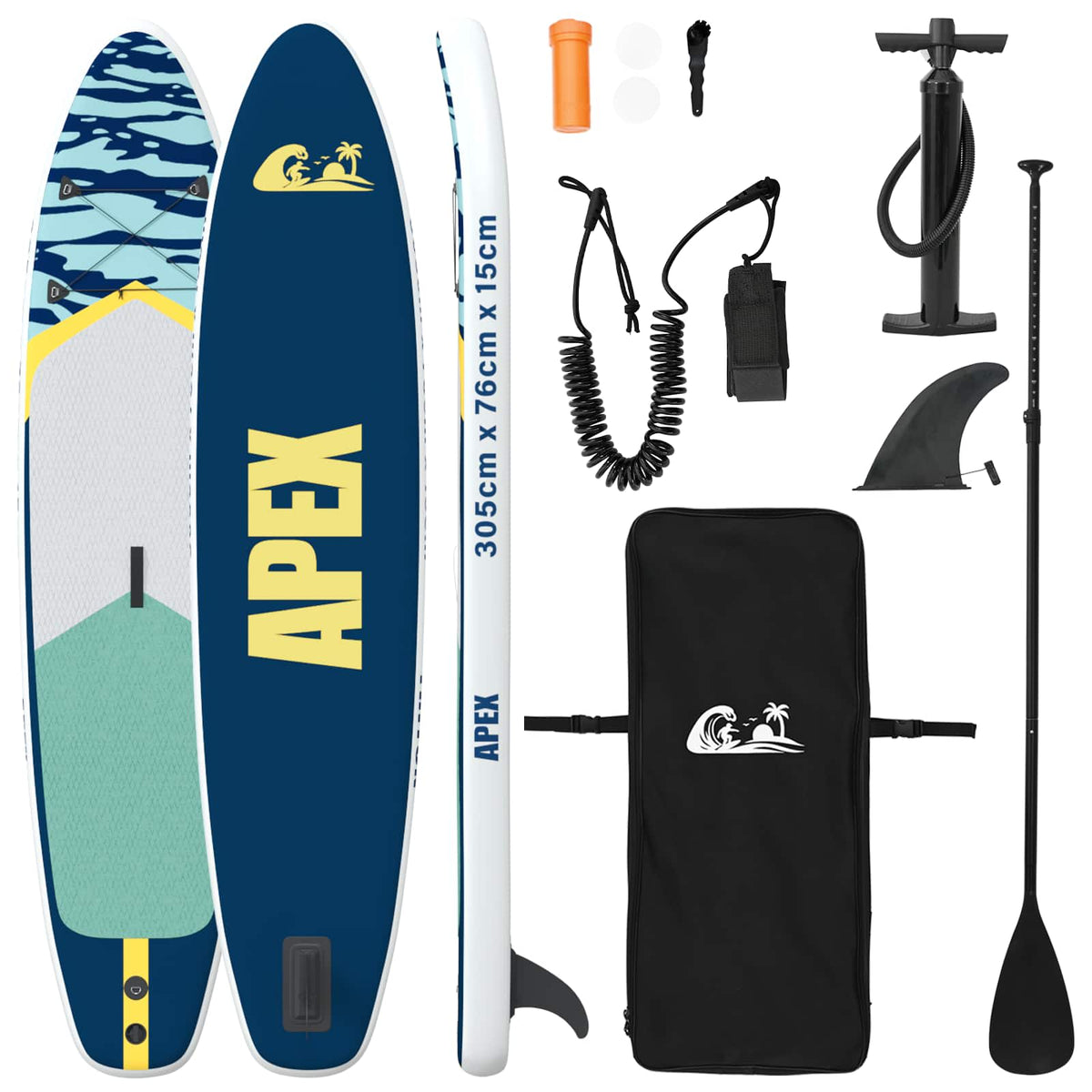 Uppblåsbar Stand Up Paddle Board APEX 305 x 76 x 15 cm Blå