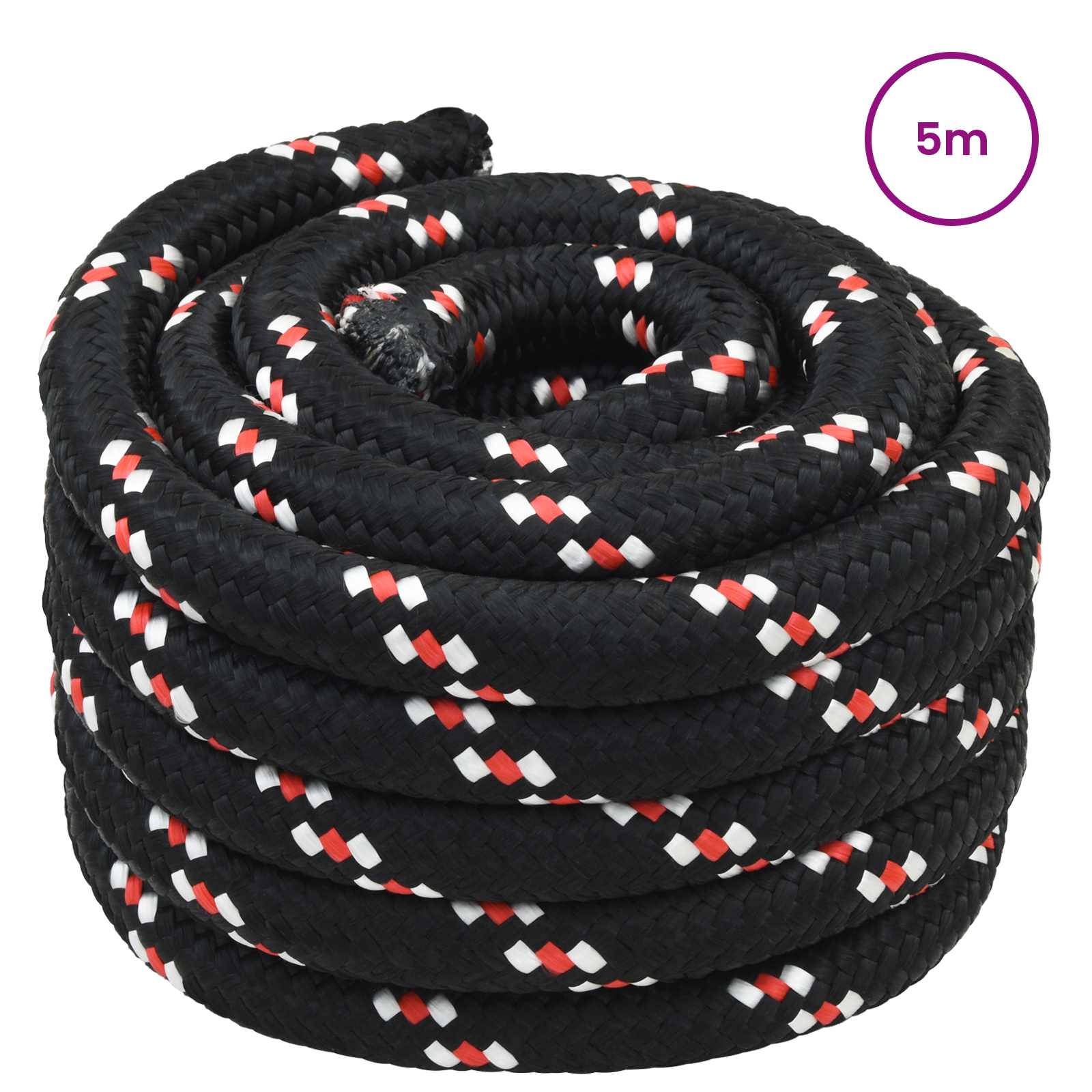 Båtsnöre 6 mm 5 m Svart och Röd