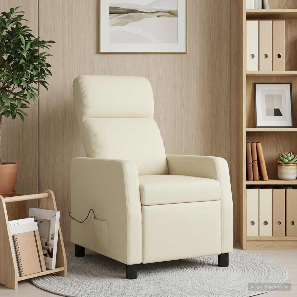 Massagefåtölj Gräddvit Konstläder