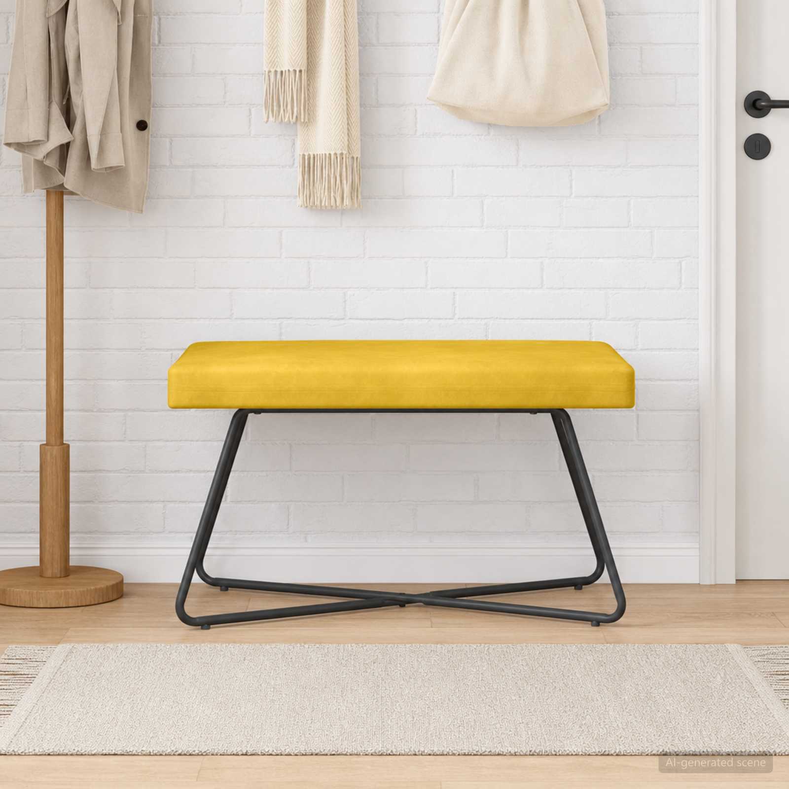bänk Gul 80 x 40 x 45 cm Sammet