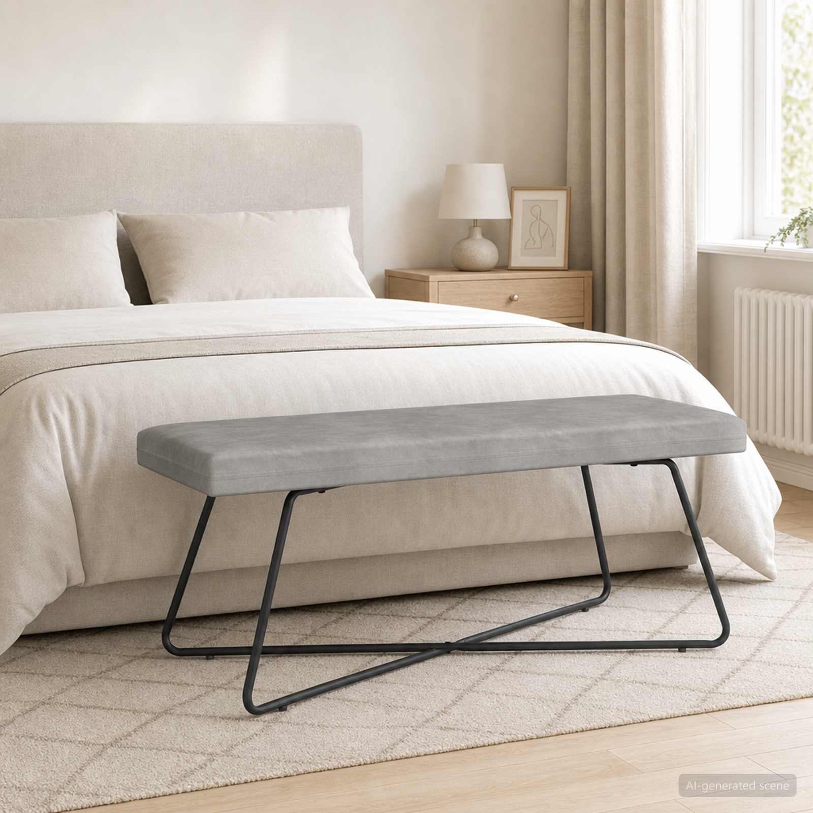 bänk Ljusgrå 110 x 40 x 45 cm Sammet