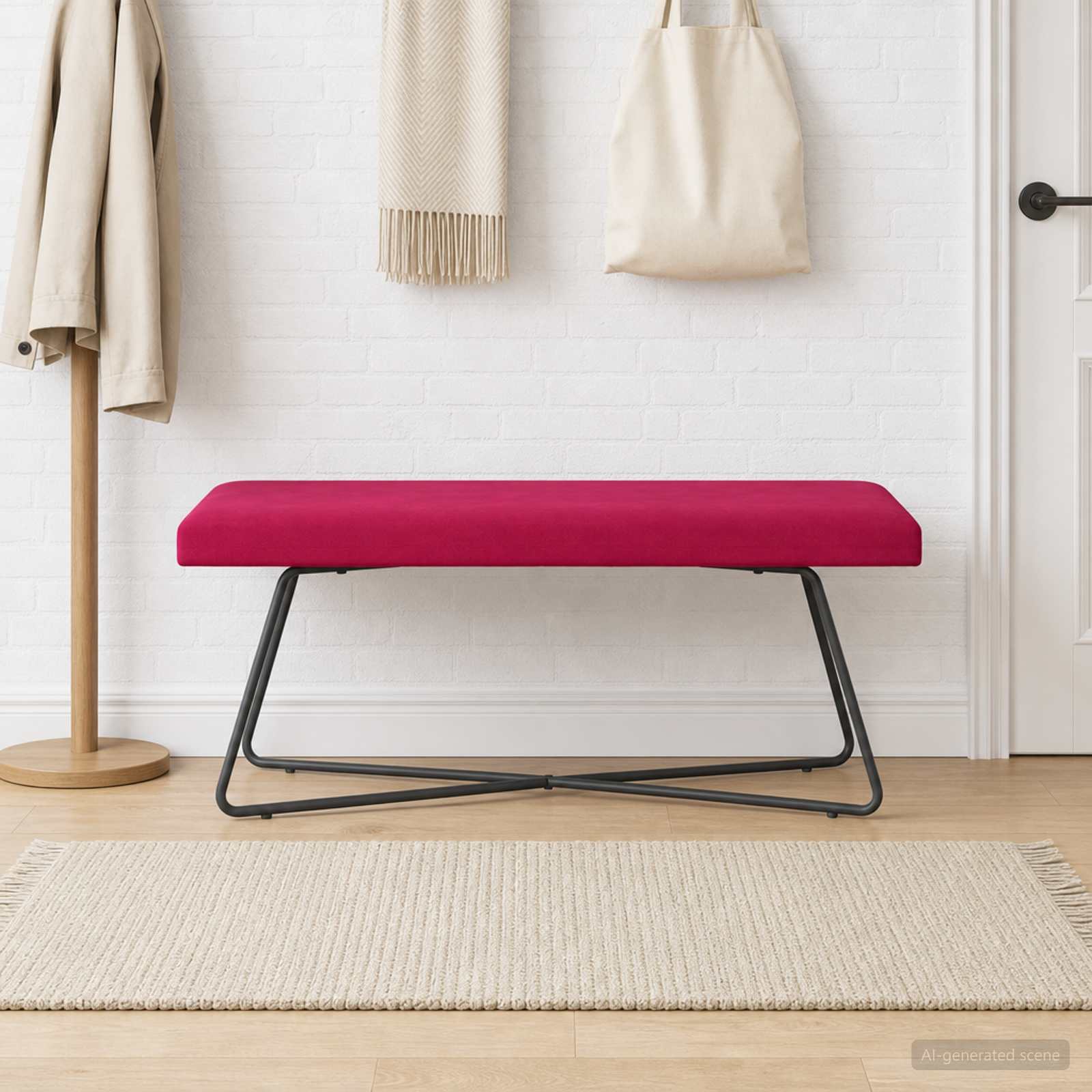 bänk Vinröd 110 x 40 x 45 cm Sammet