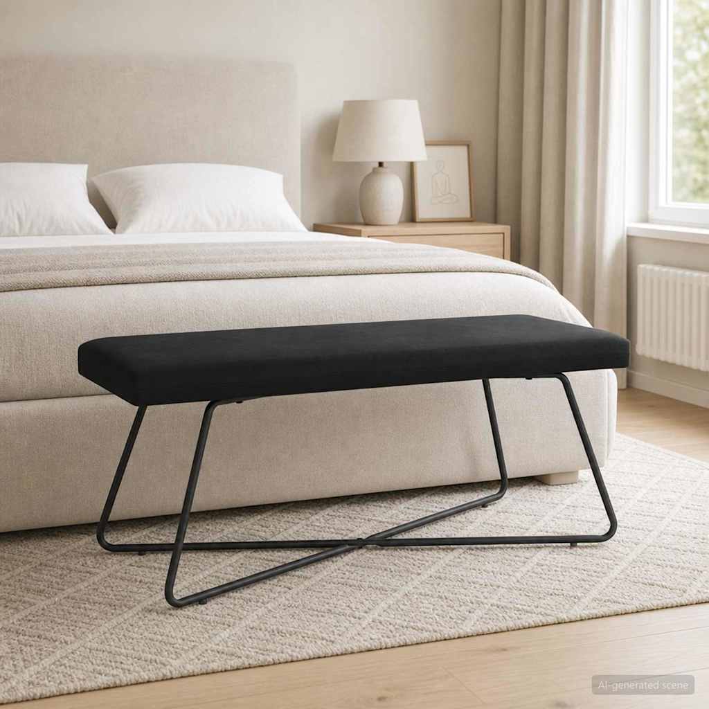 bänk Svart 110 x 40 x 45 cm Sammet