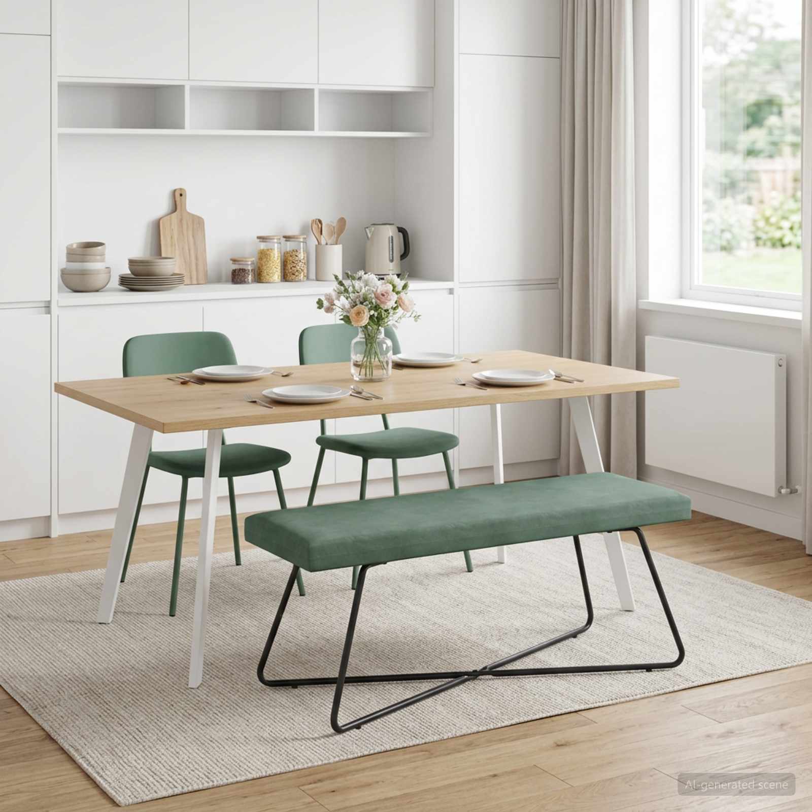 bänk Havgrön 110 x 40 x 45 cm Sammet