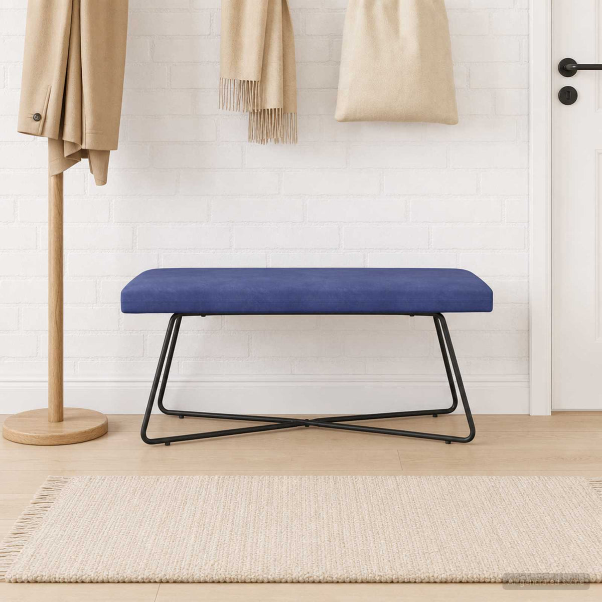 bänk Polisblå 110 x 40 x 45 cm Sammet