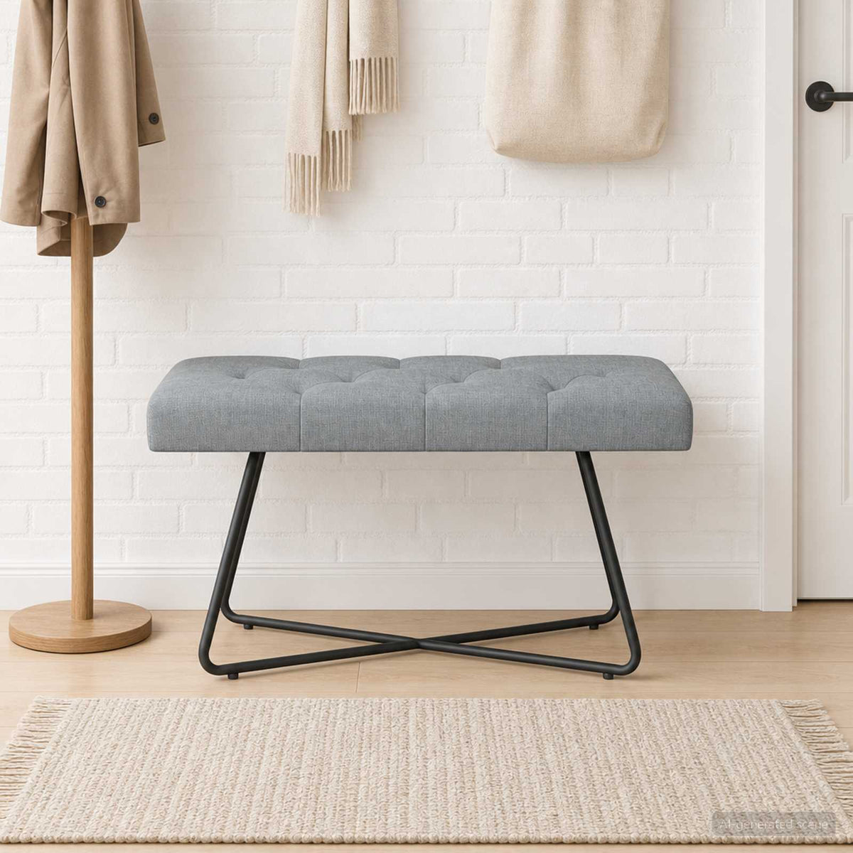 Bänk med knappar Ljusgrå 80 x 40 x 46 cm Tyg