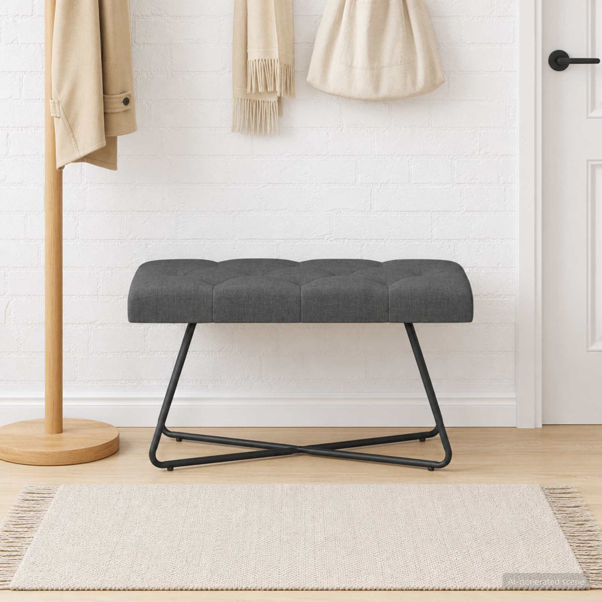 Bänk med knappar Mörkgrå 80 x 40 x 46 cm Tyg