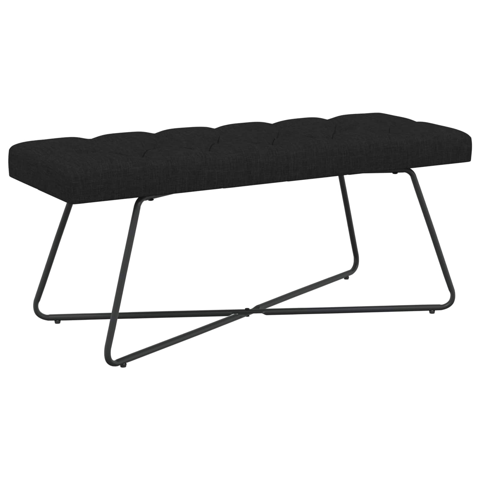 Bänk med knappar Svart 110 x 40 x 46 cm Tyg