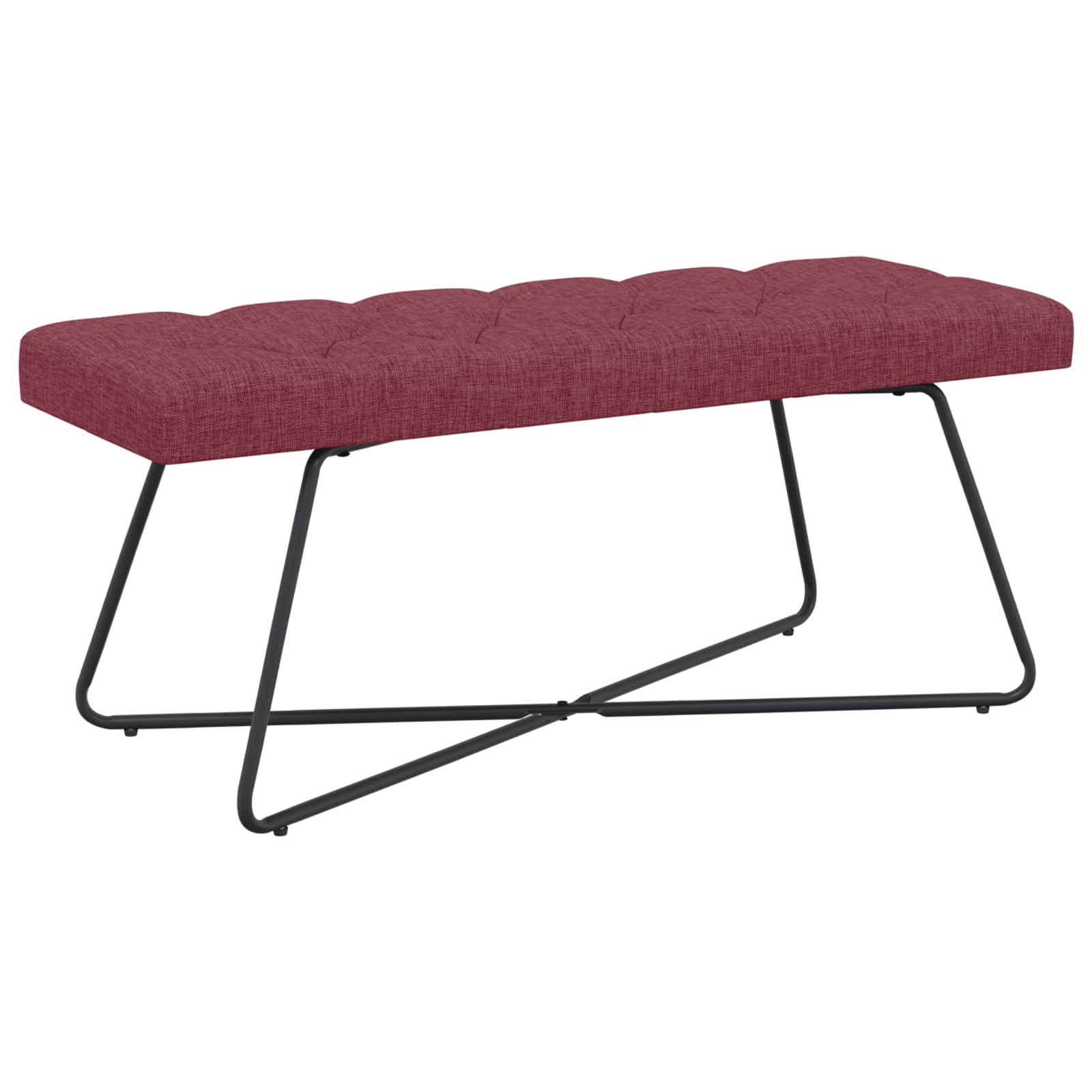 Bänk med knappar Vinröd 110 x 40 x 46 cm Tyg