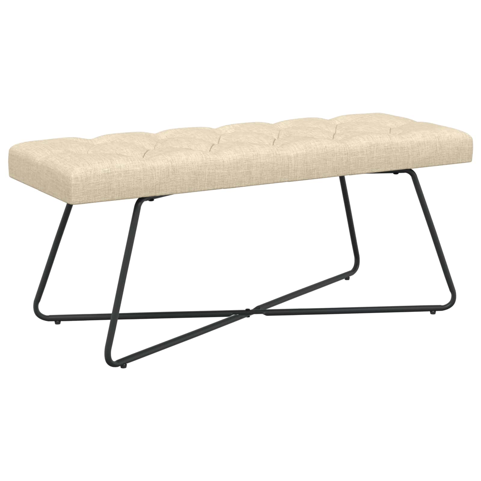Bänk med knappar Gräddvit 110 x 40 x 46 cm Tyg
