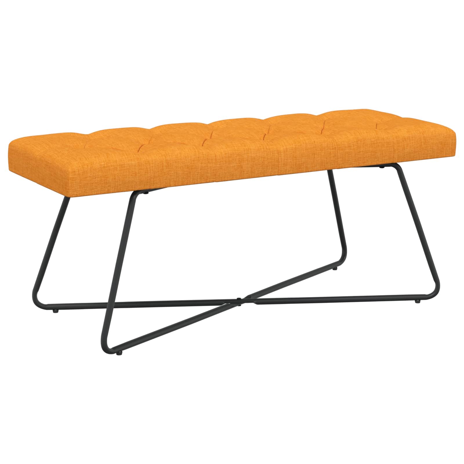 Bänk med knappar Mörkgul 110 x 40 x 46 cm Tyg