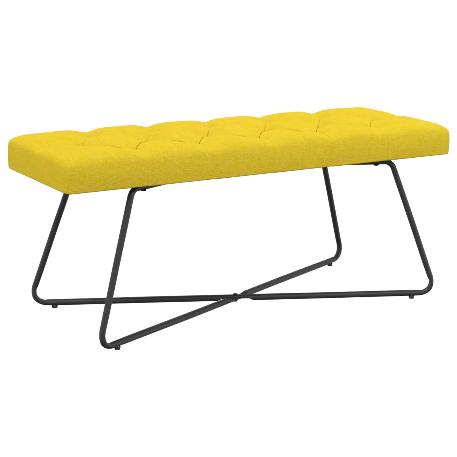 Bänk med knappar Ljusgul 110 x 40 x 46 cm Tyg