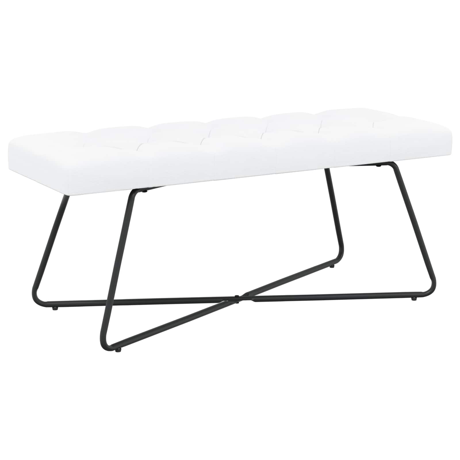 Bänk med knappar Vit 110 x 40 x 46 cm Tyg