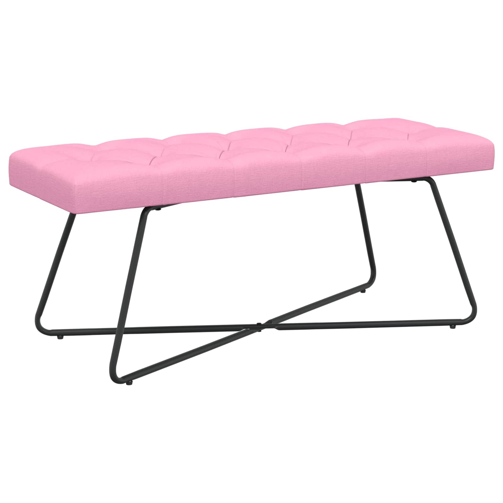 Bänk med knappar Rosa 110 x 40 x 46 cm Tyg