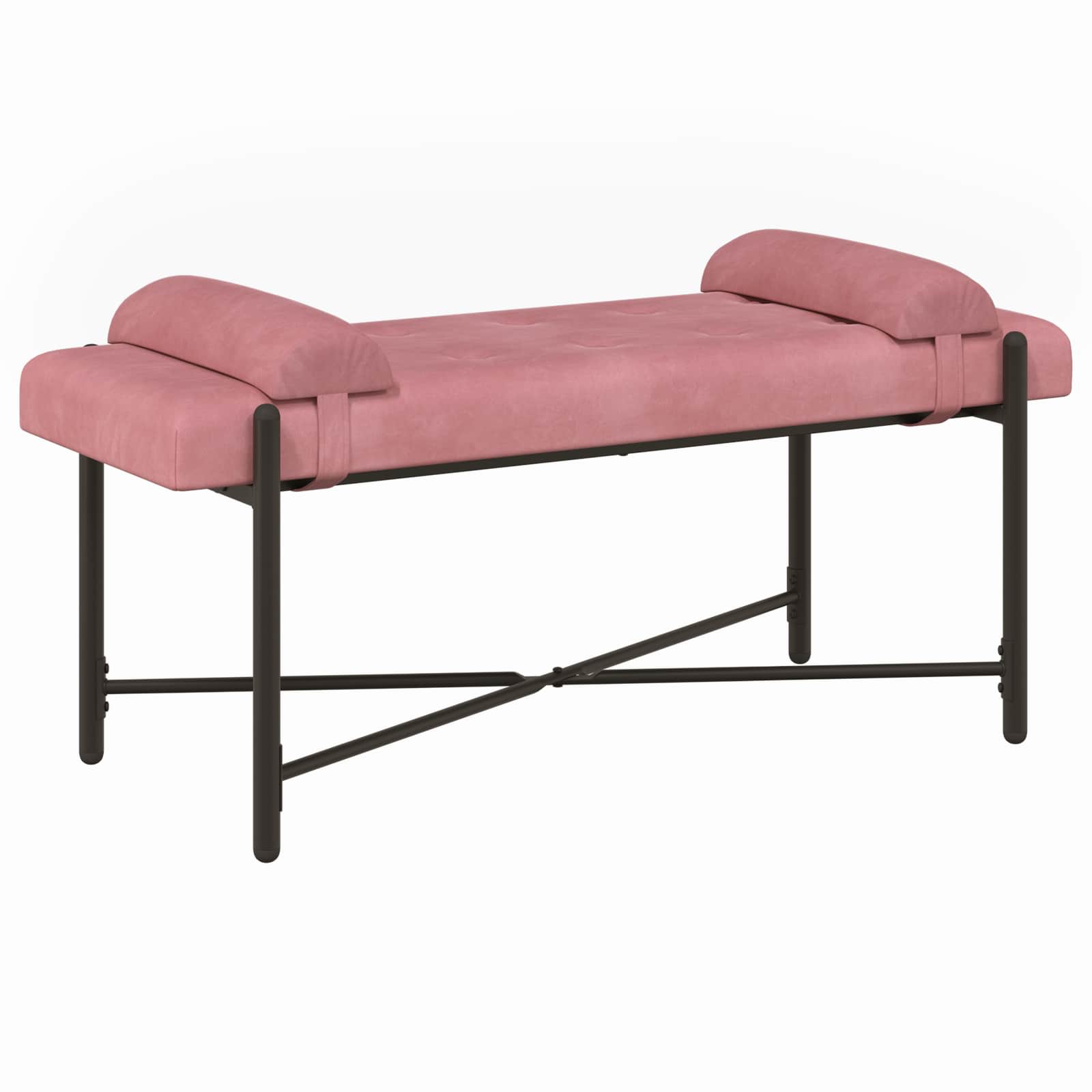 Knappstoppad bänk med kuddar Rosa 110 x 40 x 46 cm Sammet