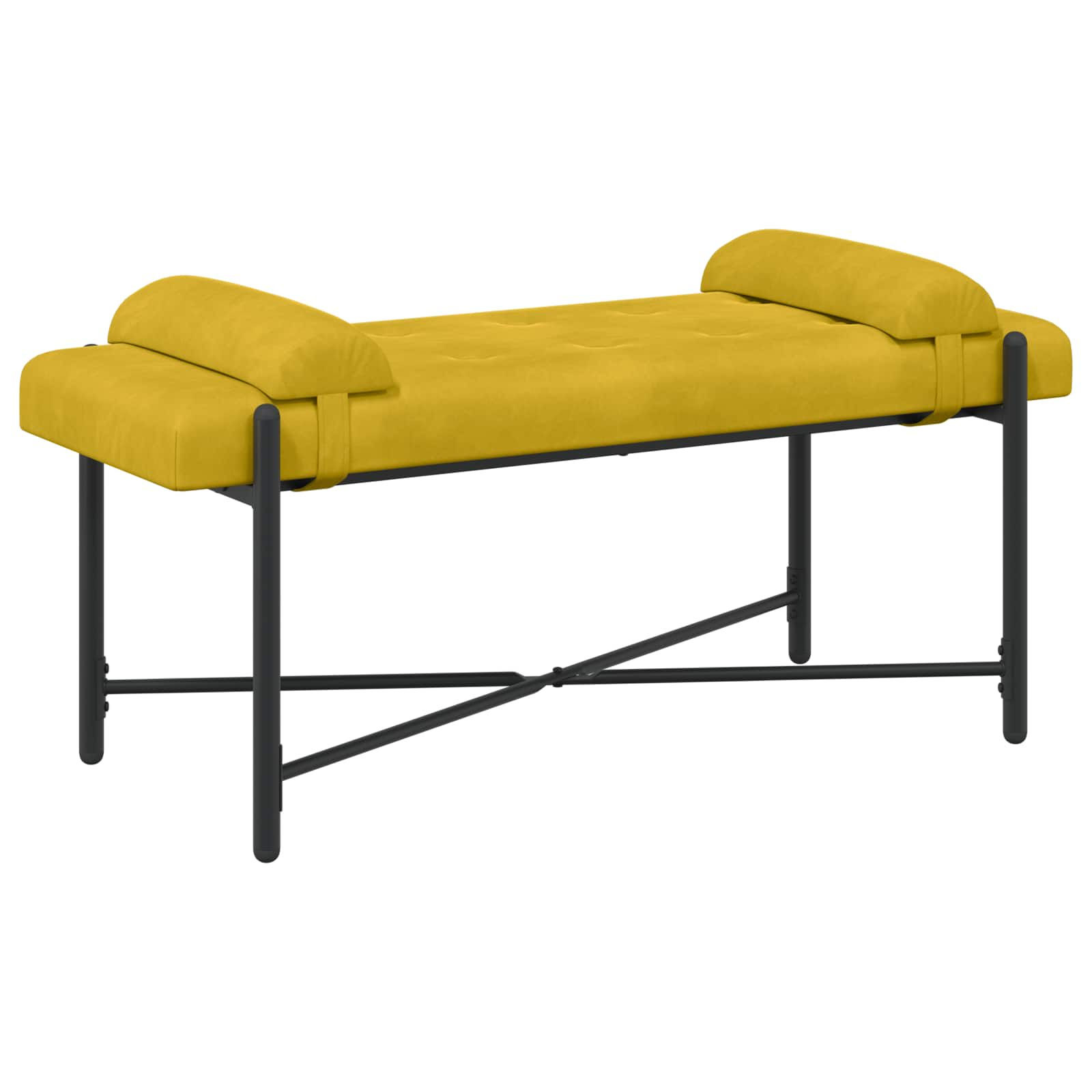 Knappstoppad bänk med kuddar Gul 110 x 40 x 46 cm Sammet
