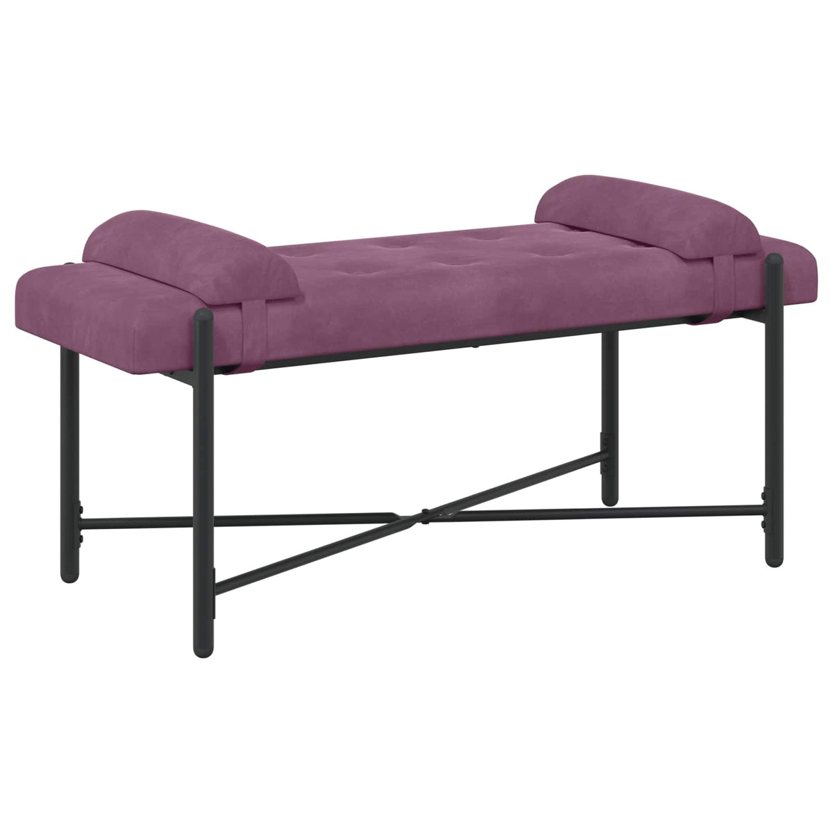 Knappstoppad bänk med kuddar Lila 110 x 40 x 46 cm Sammet