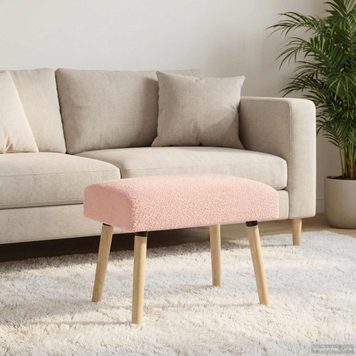 bänk Enfärgad Rosa 60 x 40 x 45 cm Bouclé