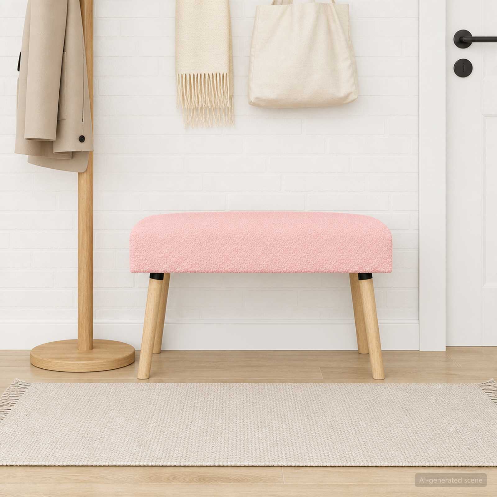 bänk Enfärgad Rosa 80 x 40 x 46 cm Bouclé