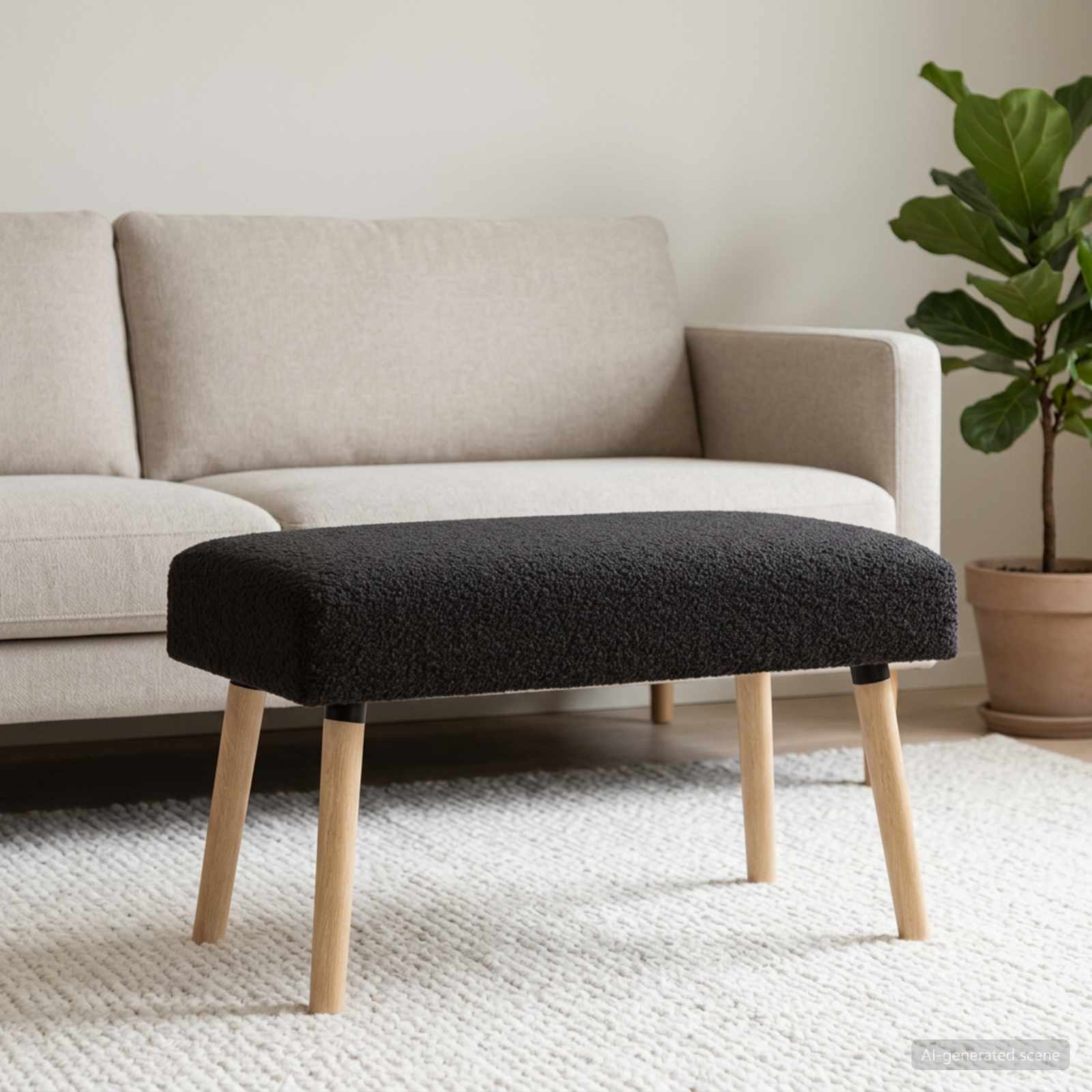bänk Enfärgad Svart 80 x 40 x 46 cm Bouclé