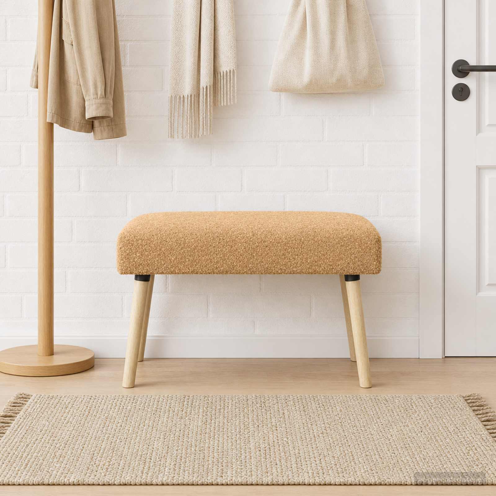 bänk Enfärgad Beige 80 x 40 x 46 cm Bouclé