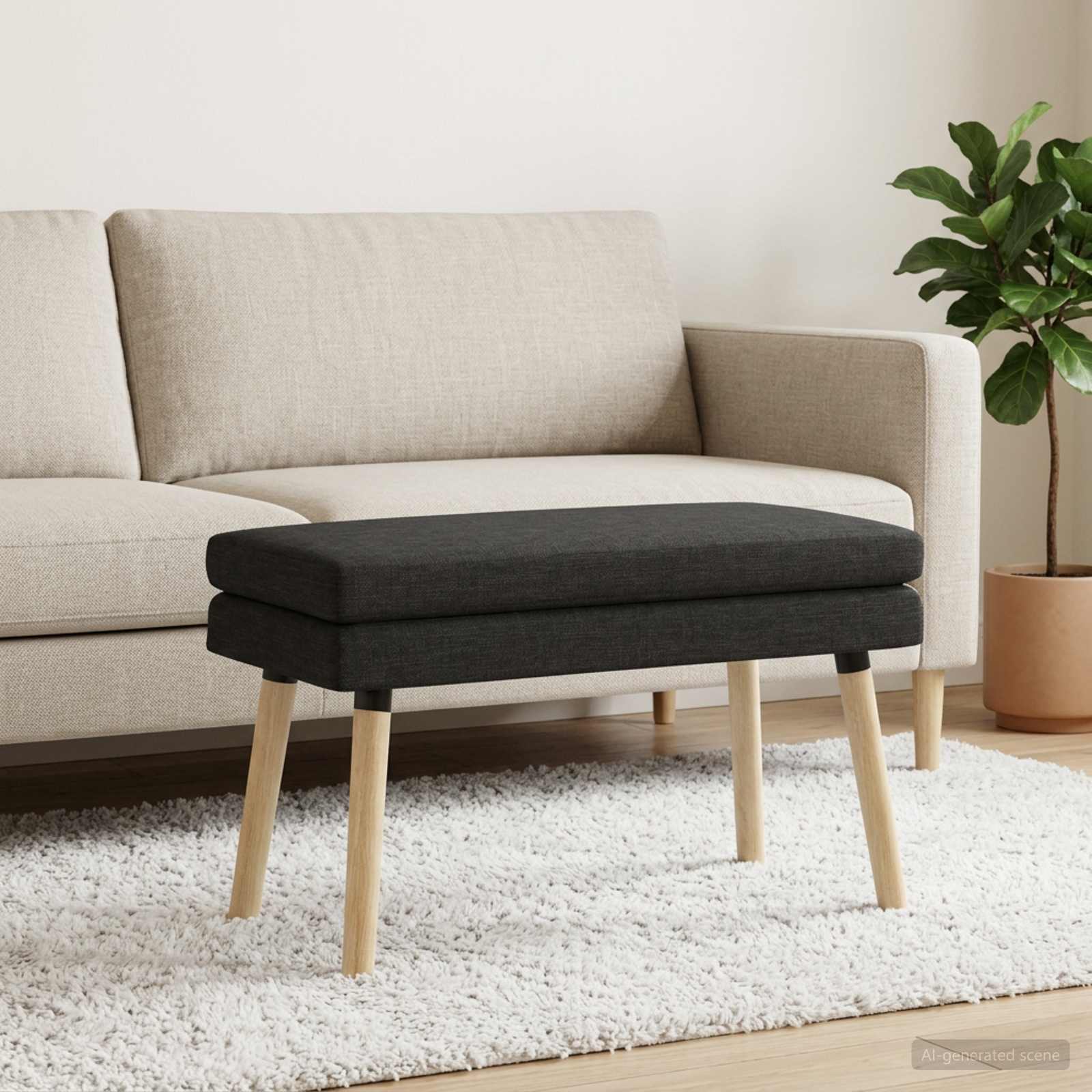 Dubbel-lager bänk Svart 80 x 40 x 47 cm Tyg