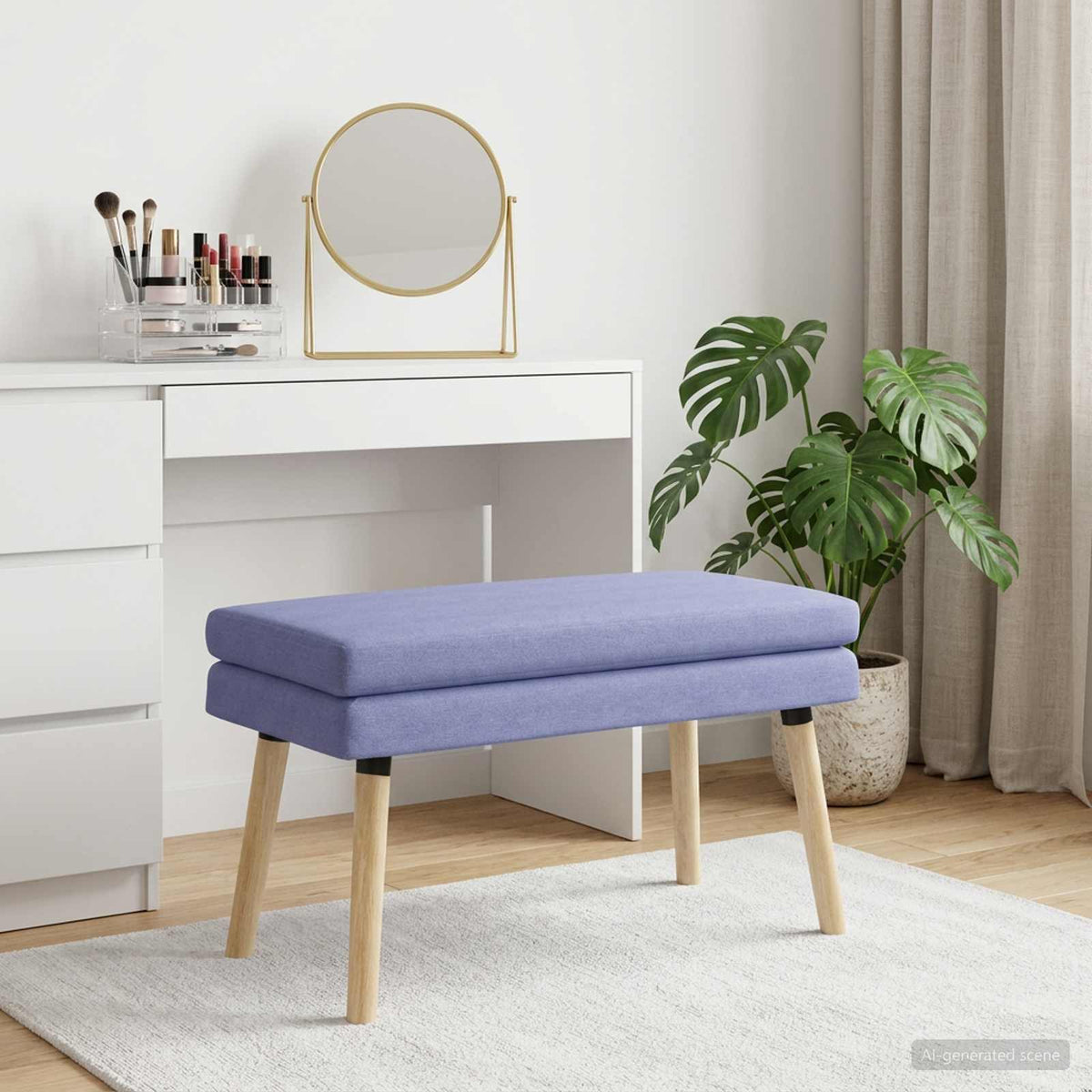 Dubbel-lager bänk Jeansblå 80 x 40 x 47 cm Tyg