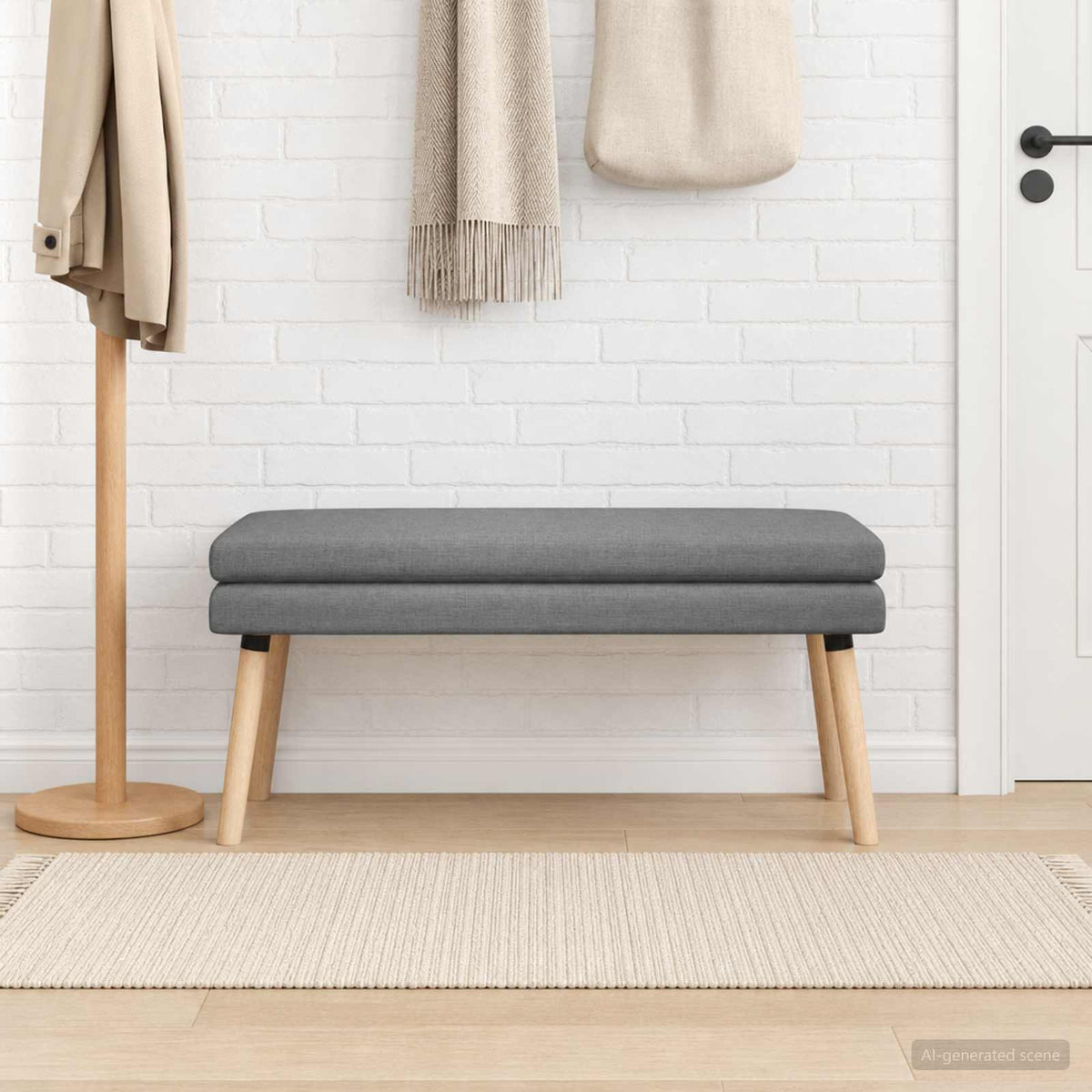 Dubbel-lager bänk Mörkgrå 110 x 40 x 47 cm Tyg