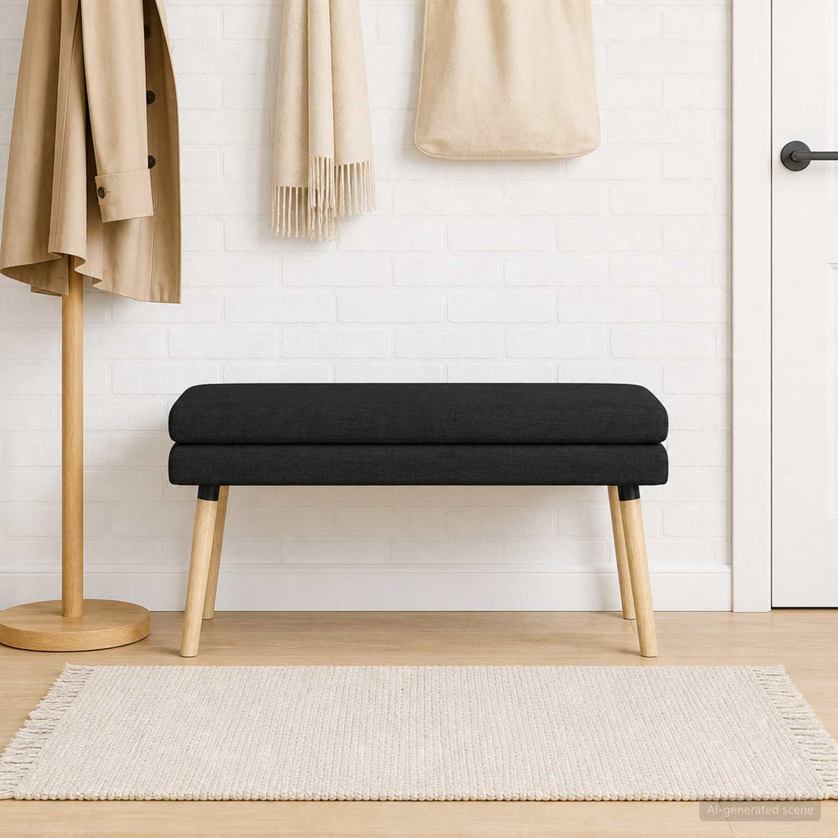 Dubbel-lager bänk Svart 110 x 40 x 47 cm Tyg