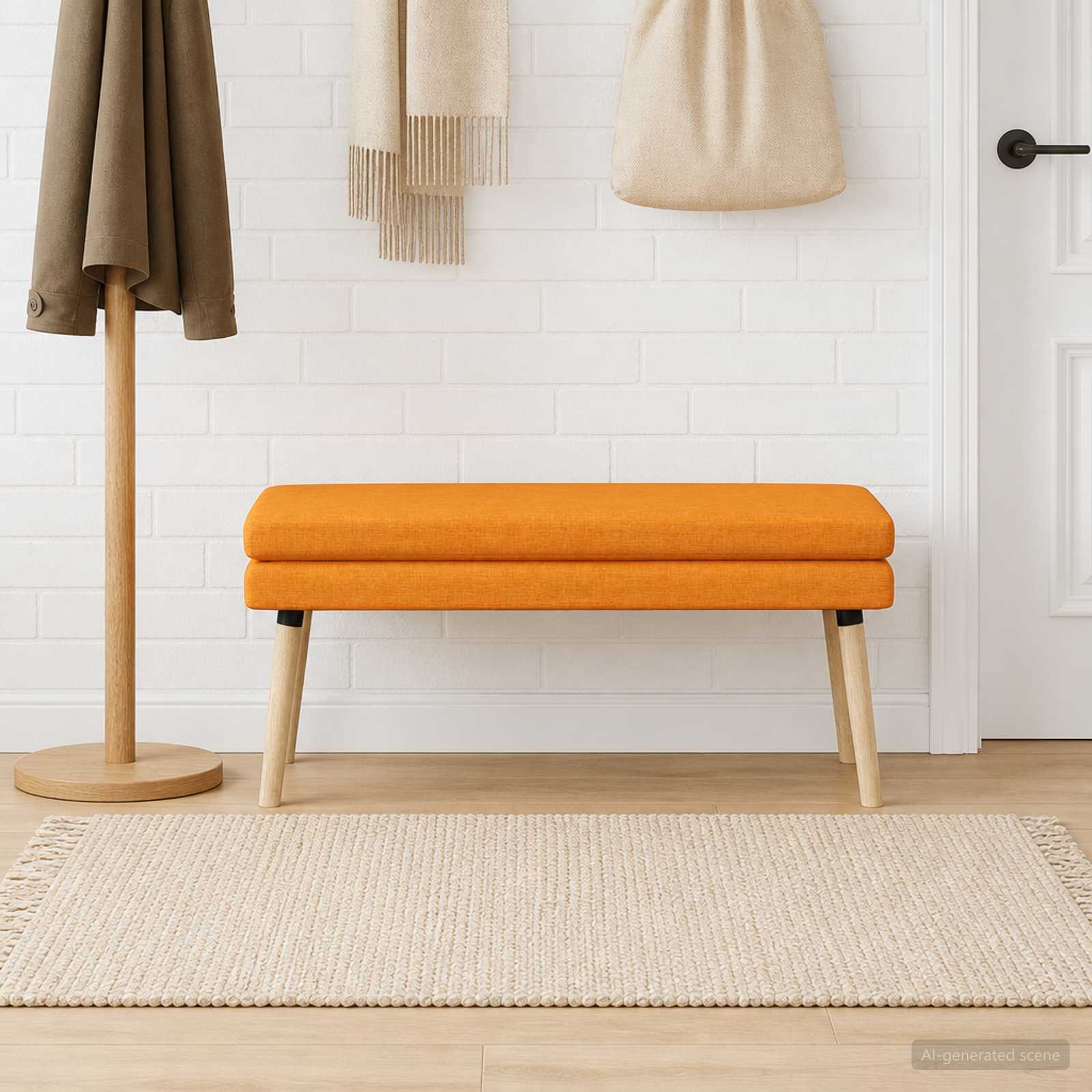 Dubbel-lager bänk Mörkgul 110 x 40 x 47 cm Tyg
