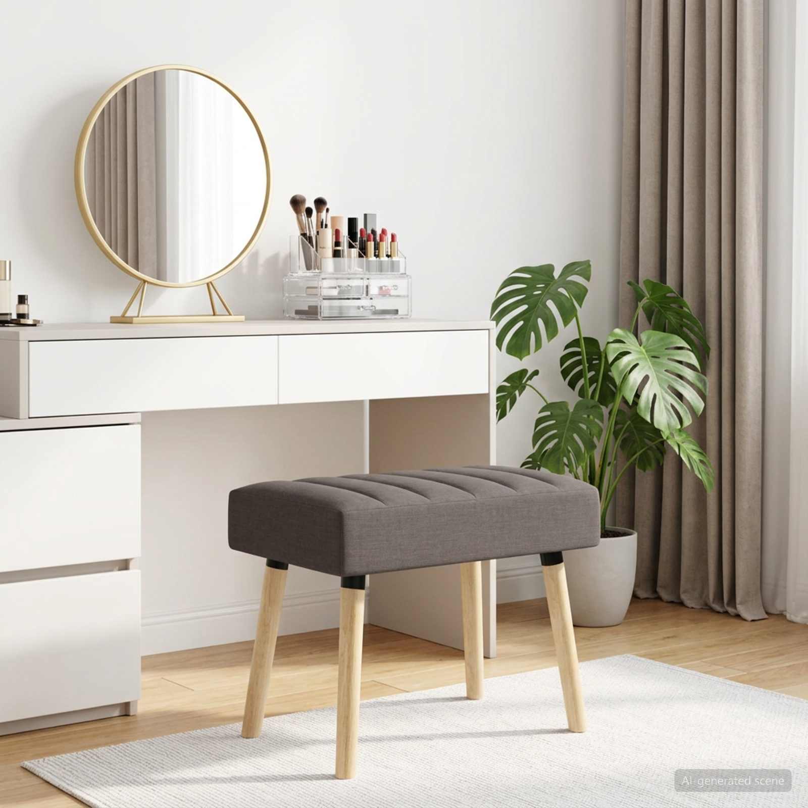 Kanalstoppad Bänk Taupe 60 x 40 x 45 cm Tyg