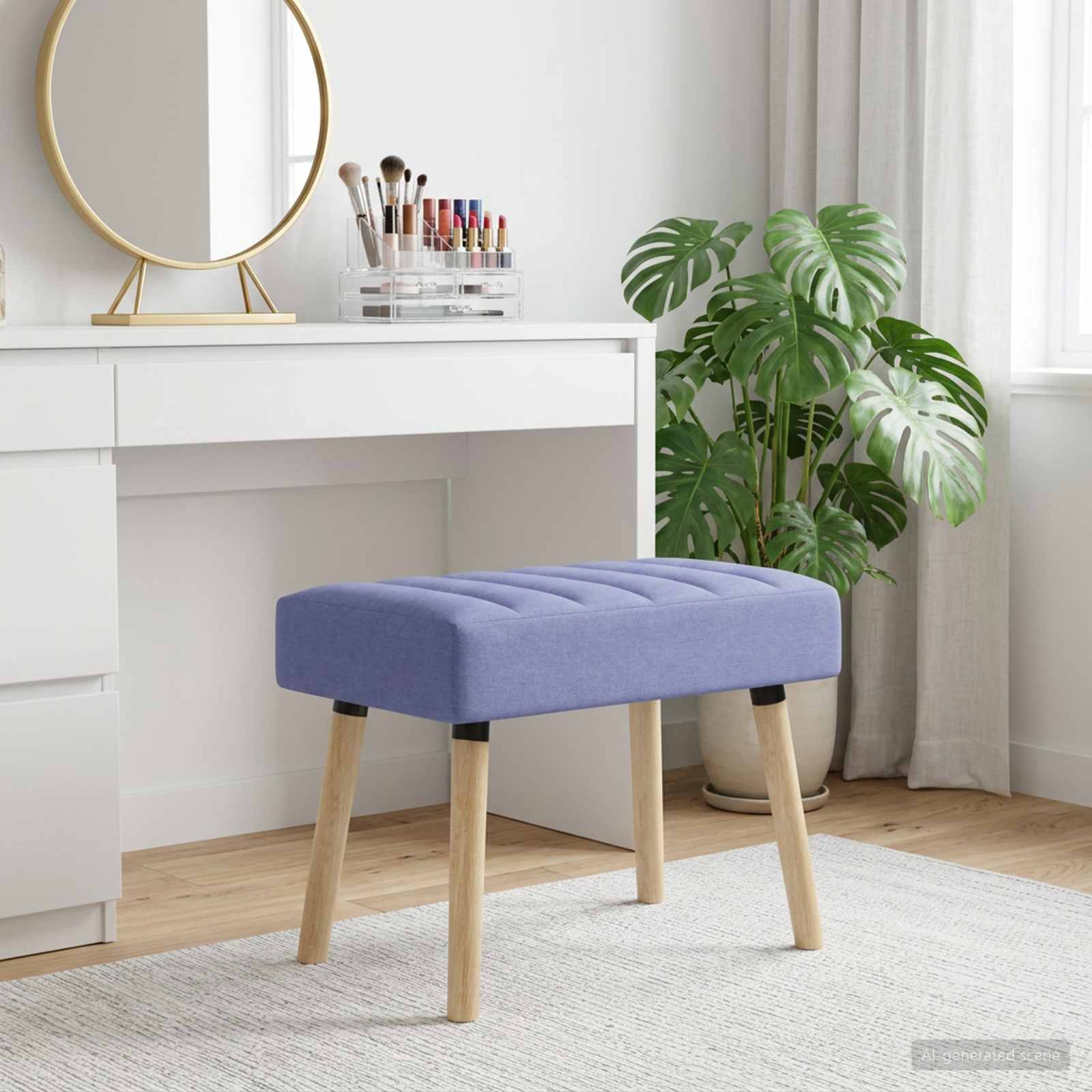 Kanalstoppad Bänk Jeansblå 60 x 40 x 45 cm Tyg