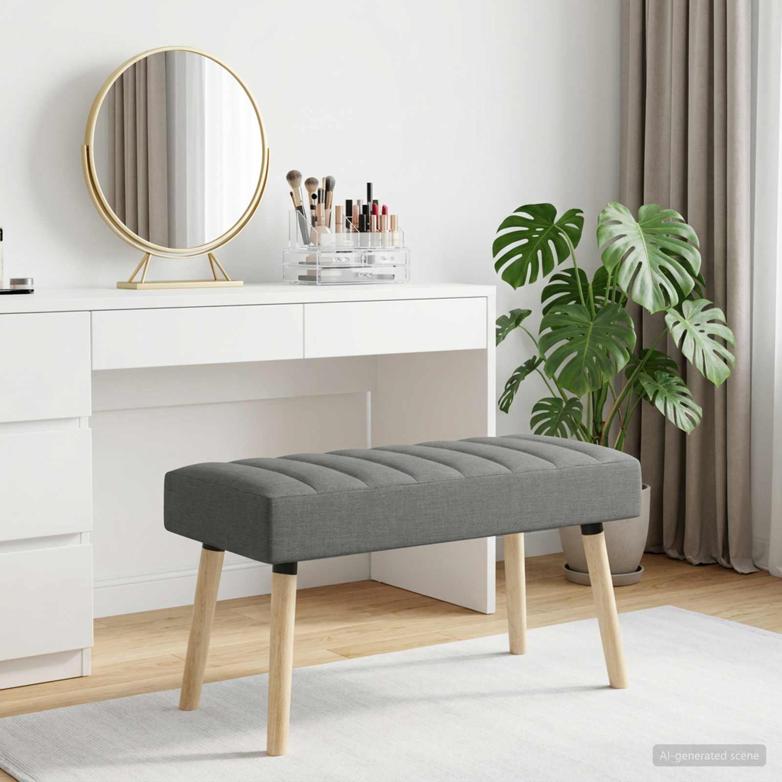 Kanalstoppad Bänk Mörkgrå 80 x 40 x 46 cm Tyg