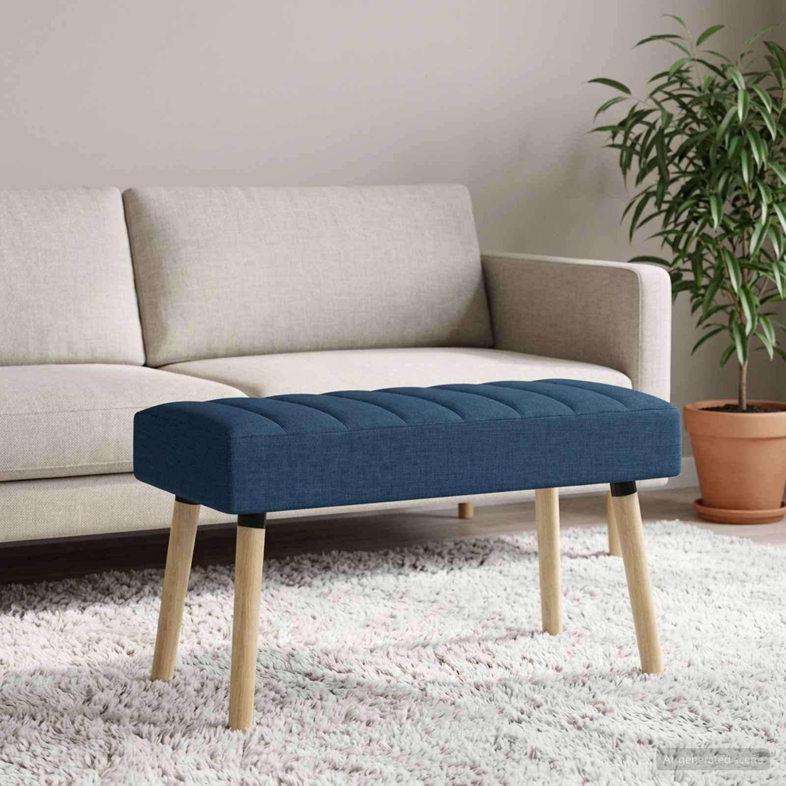 Kanalstoppad Bänk Blå 80 x 40 x 46 cm Tyg