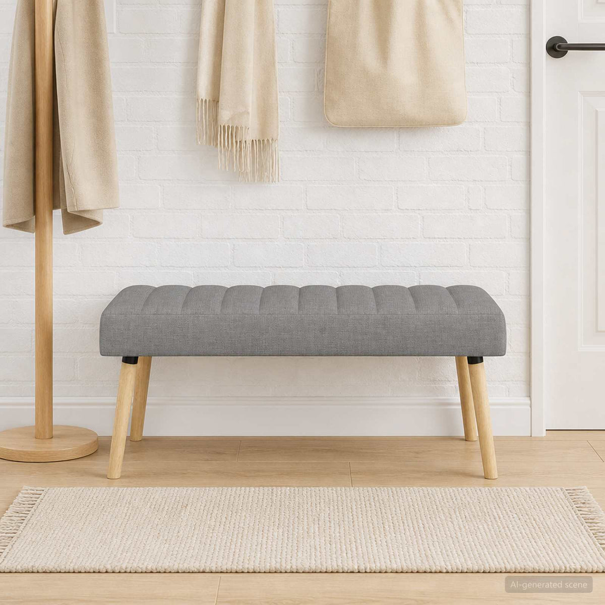 Kanalstoppad Bänk Ljusgrå 110 x 40 x 46 cm Tyg