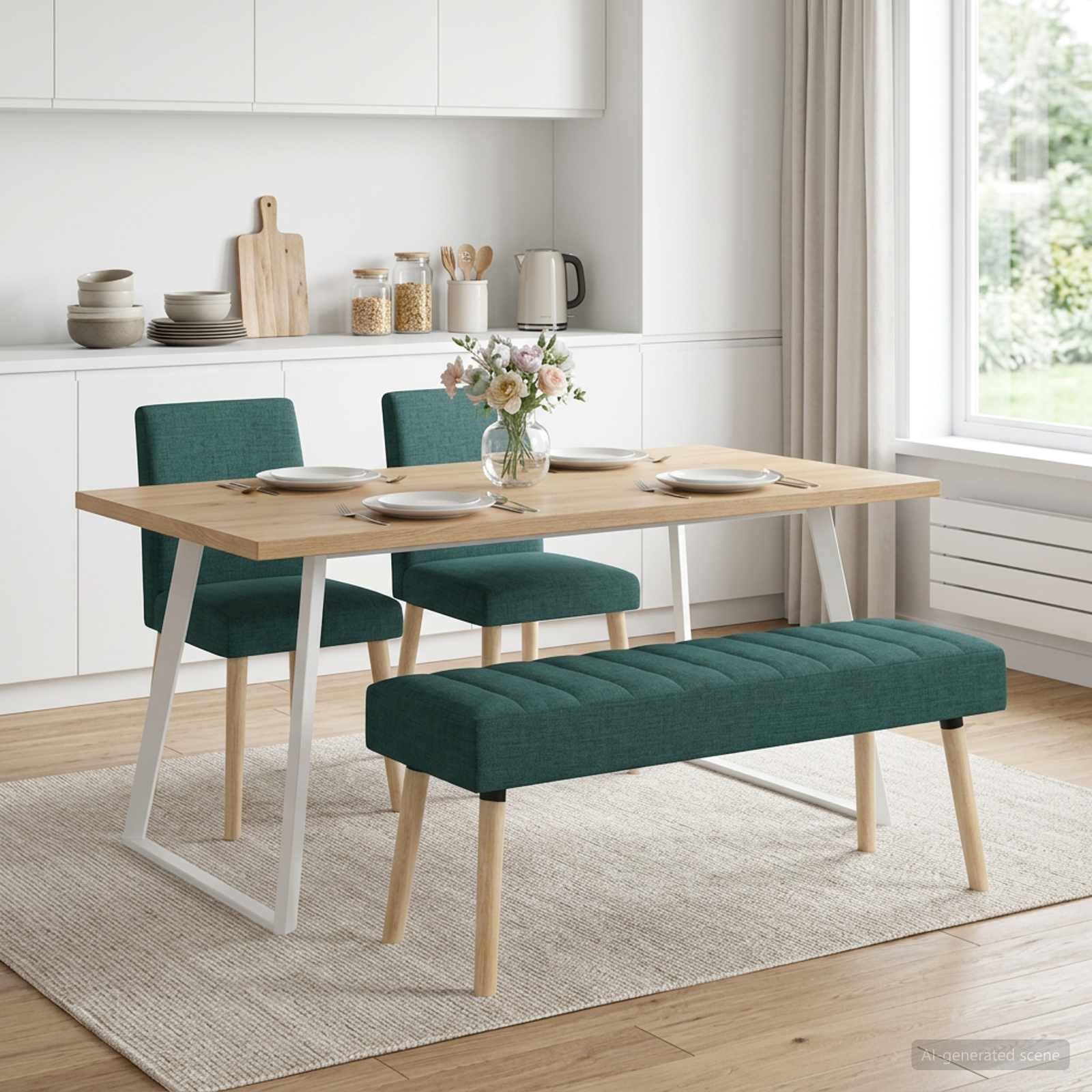 Kanalstoppad Bänk Mörkgrön 110 x 40 x 46 cm Tyg