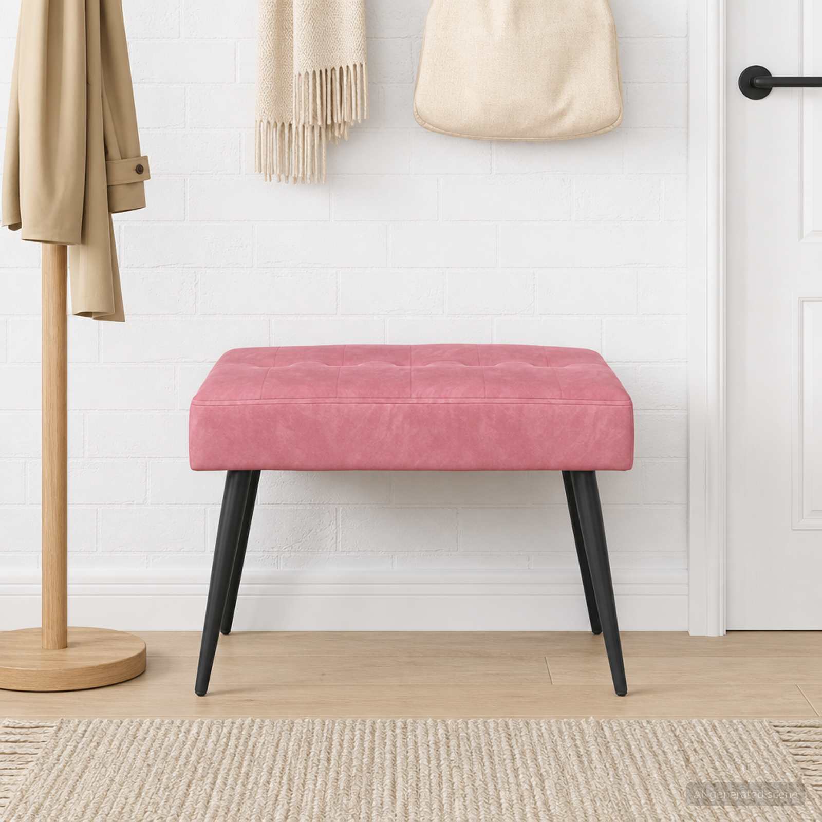 Bänk med knappar Rosa 60 x 40 x 45 cm Sammet