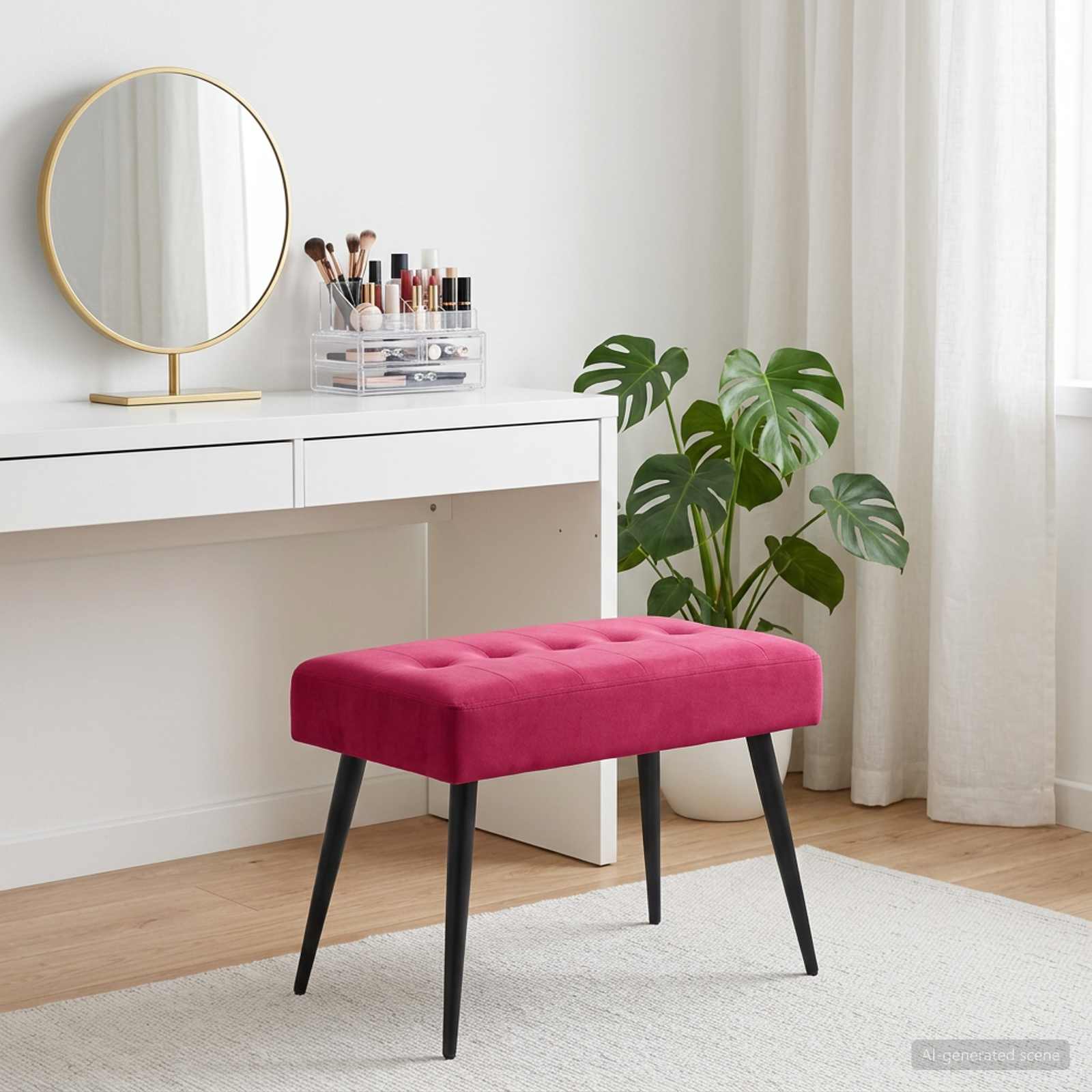 Bänk med knappar Vinröd 60 x 40 x 45 cm Sammet