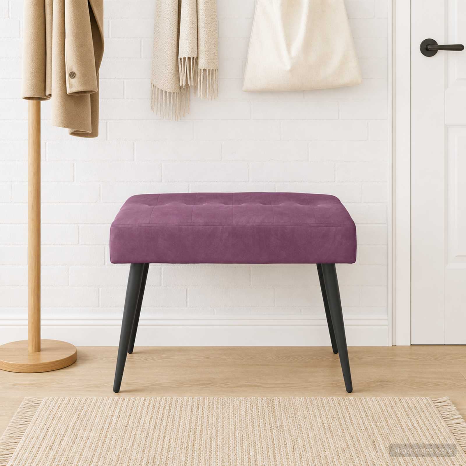 Bänk med knappar Lila 60 x 40 x 45 cm Sammet