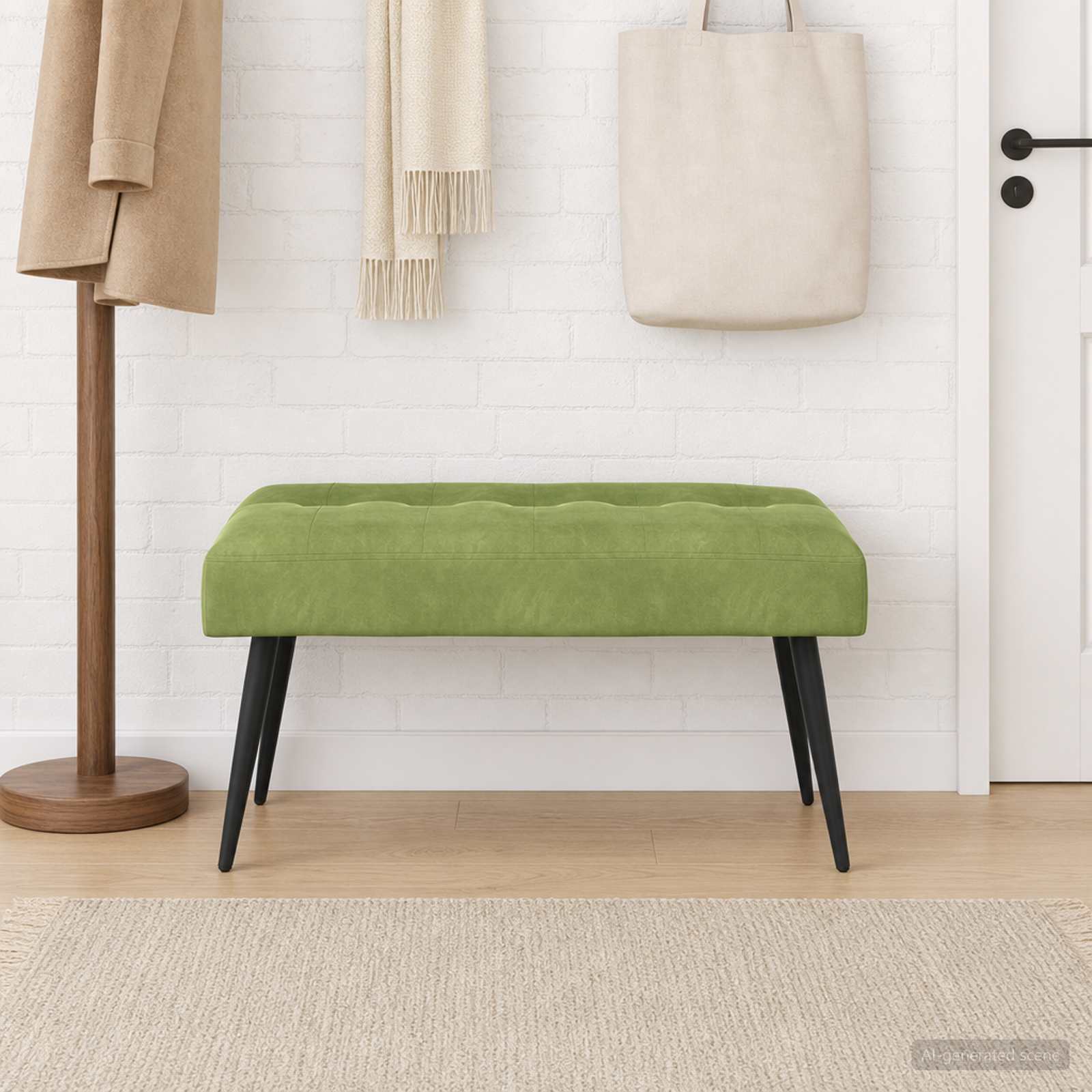 Bänk med knappar Ljusgrön 80 x 40 x 46 cm Sammet