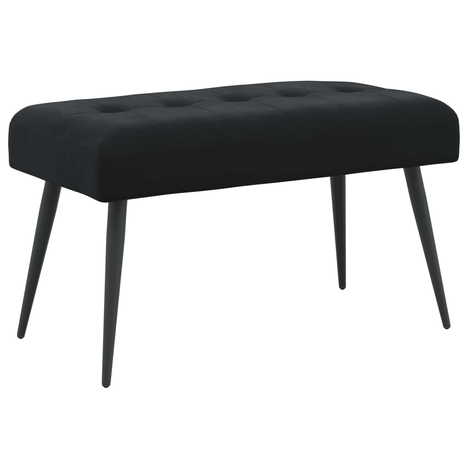 Bänk med knappar Svart 80 x 40 x 46 cm Sammet