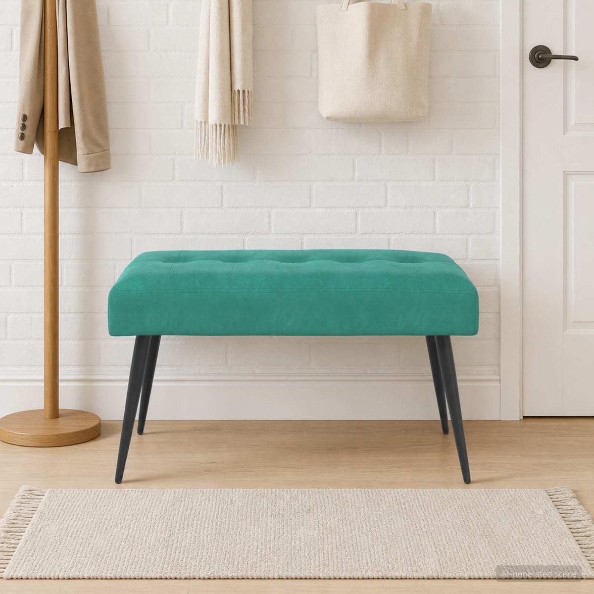 Bänk med knappar Turkos 80 x 40 x 46 cm Sammet