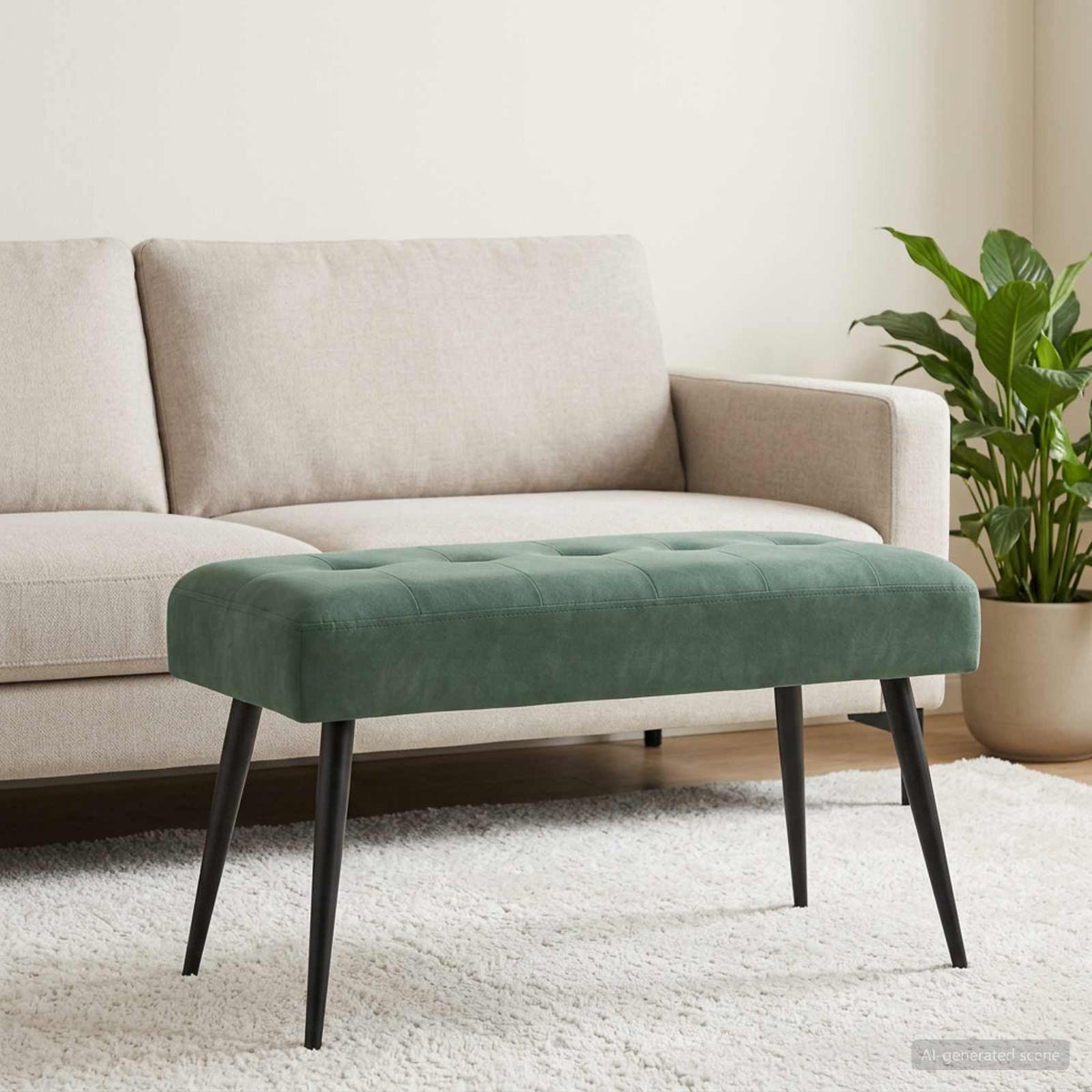 Bänk med knappar Havgrön 80 x 40 x 46 cm Sammet