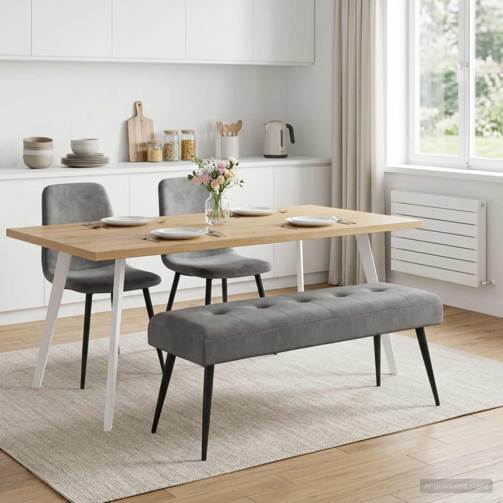 Bänk med knappar Mörkgrå 110 x 40 x 46 cm Sammet