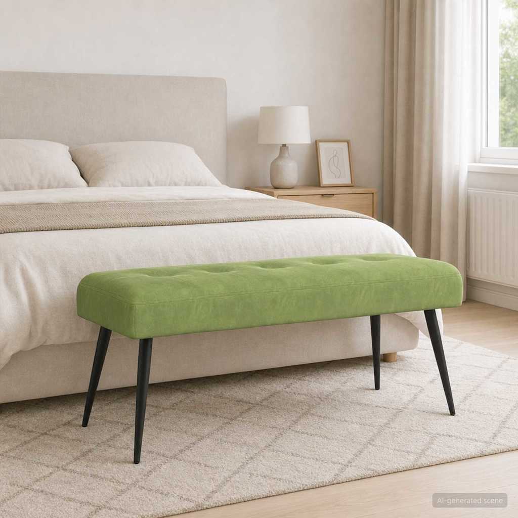 Bänk med knappar Ljusgrön 110 x 40 x 46 cm Sammet